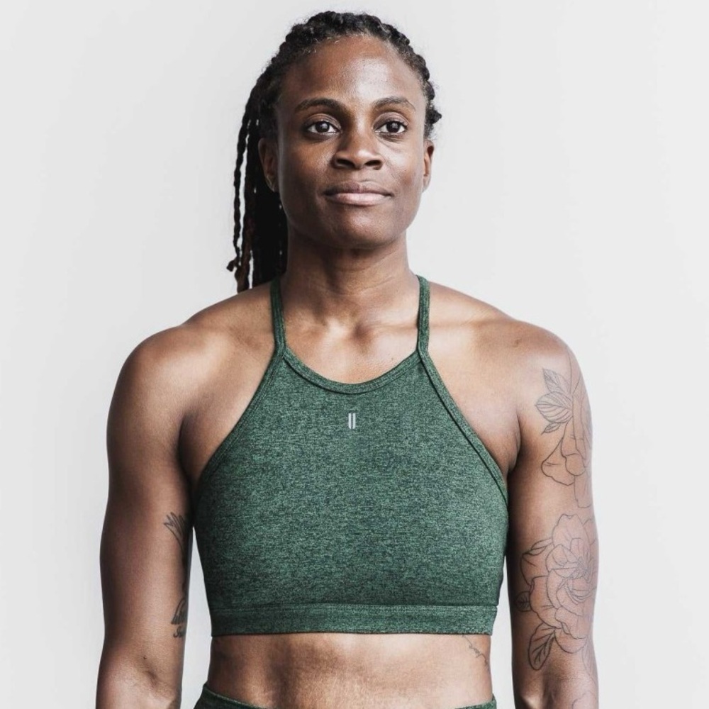 NWT NOBULL Matte Halter Sports Bra - XS - Green Heather